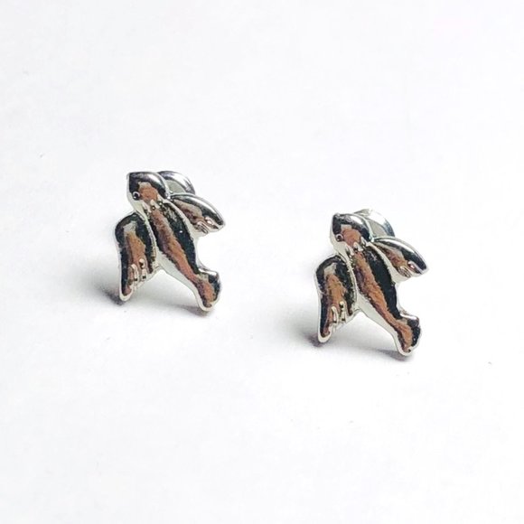 New! Silver Flying Bird Stud Earrings - Picture 2 of 9